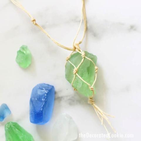 Sea glass and macrame necklace.
