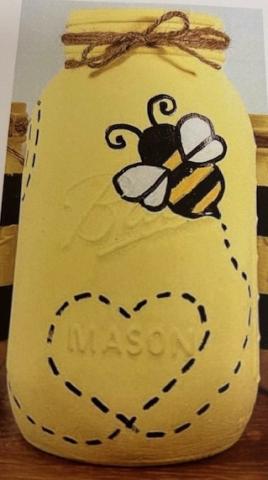 Mason Jar with bumblebee decoration
