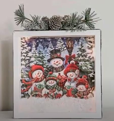 Winter picture frame art piece