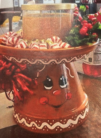 Gingerbread man painted pot craft