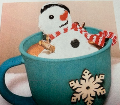 Melting snowman in hot chocolate cup craft